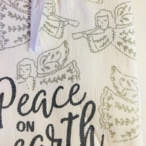2 Xmas Peace on Earth Silver Angels Kitchen Towels - Picture 4 of 7